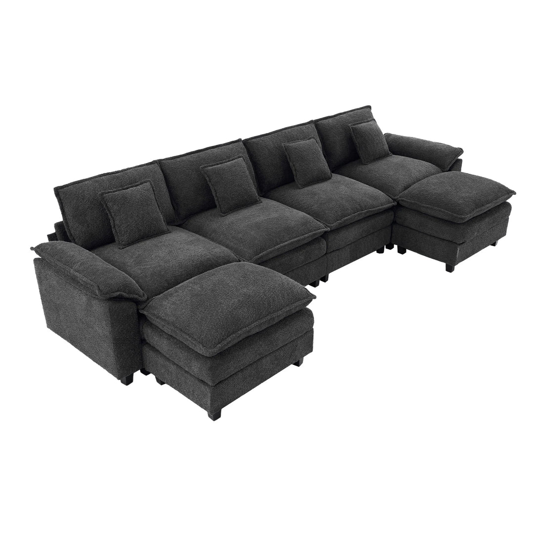 Modular Chenille Sectional Sofa with Ottomans, Deep Seat, Wide Padded Armrests, 2-Seat / 3-Seat / 4-Seat Options