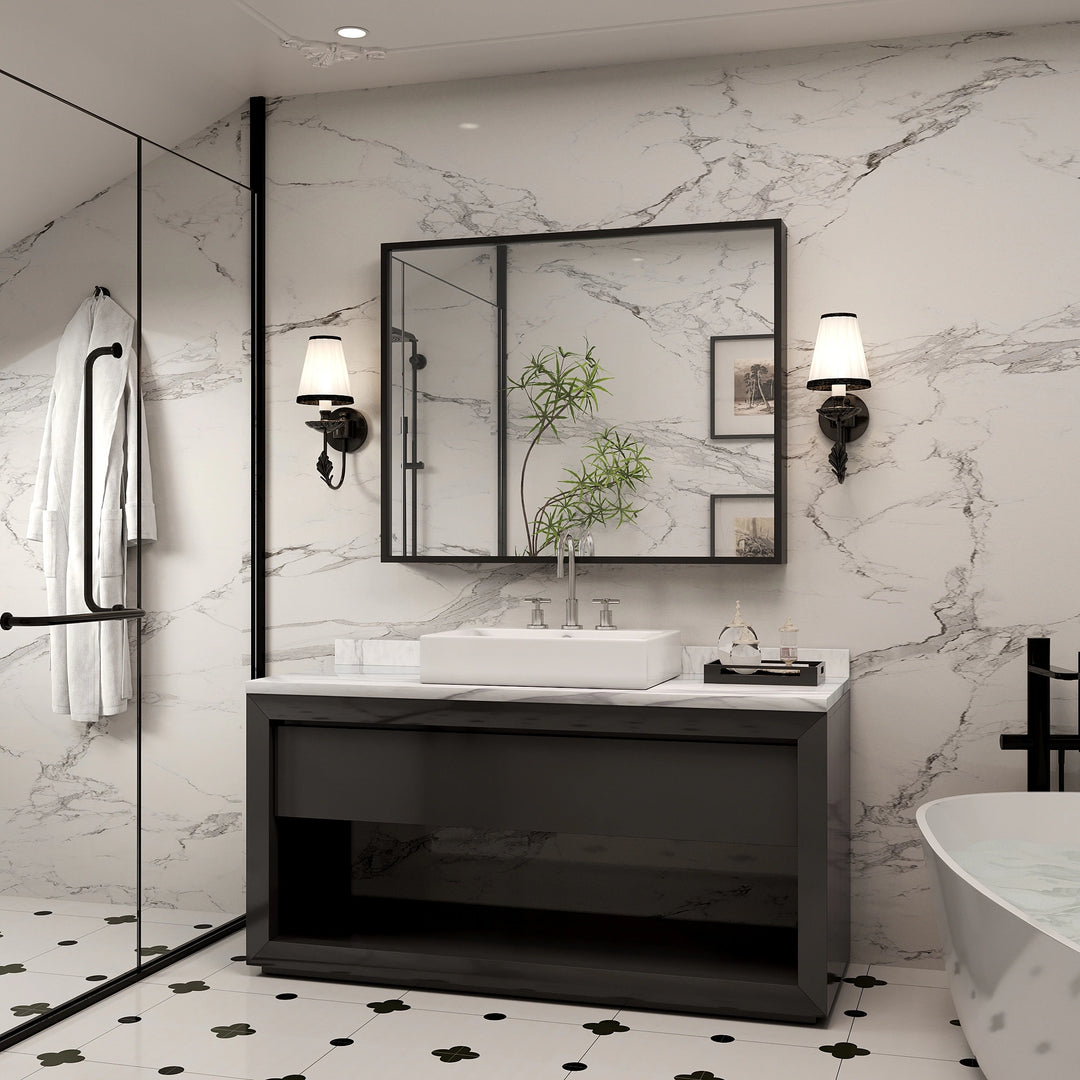 Modern Metal Framed French Cleat Mounted Wall Bathroom Vanity Mirror