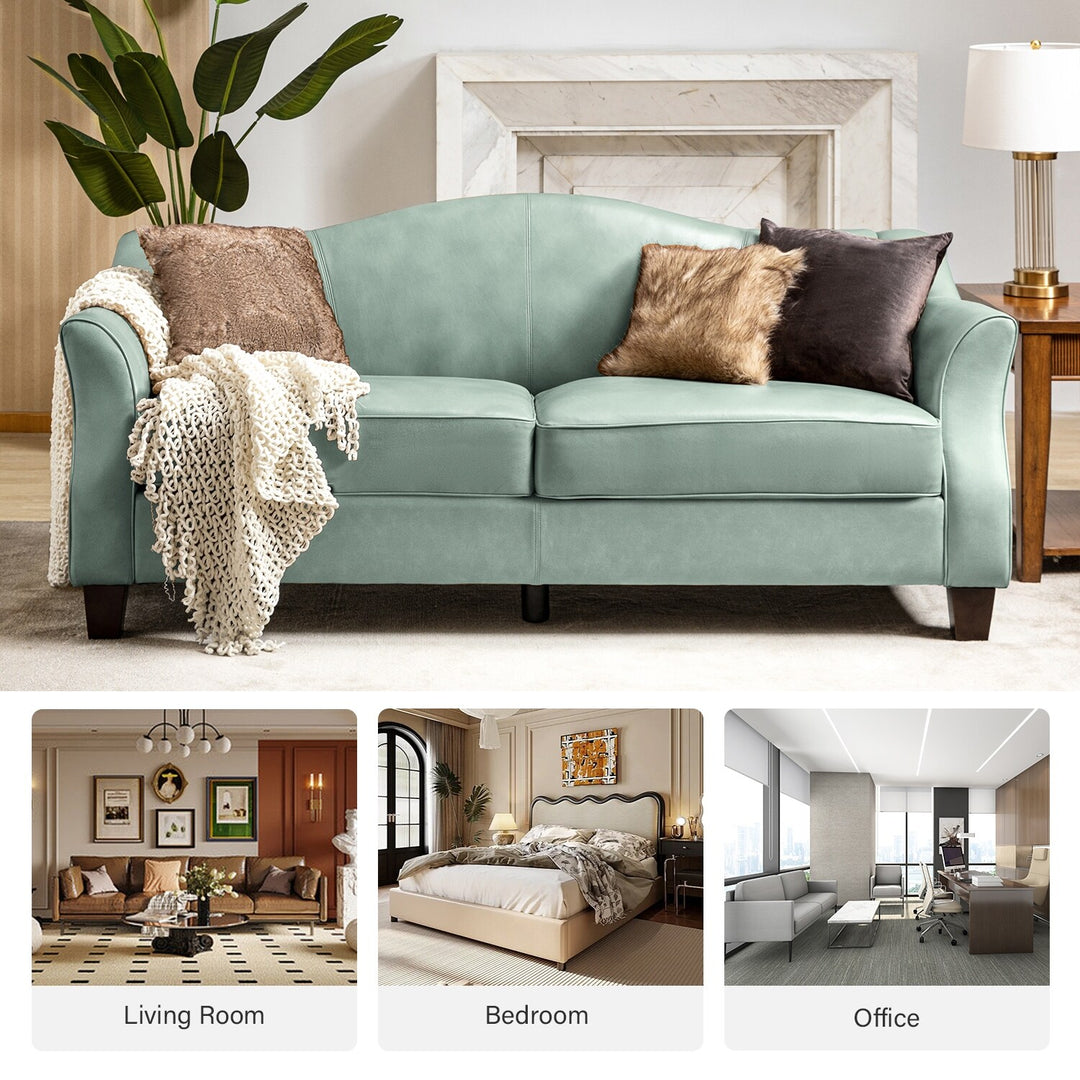 Sandra 81.5" Classic Genuine Leather Sofa with Solid Wood Legs by