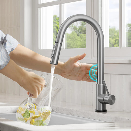 2-Function 1-Handle 1-Hole Pulldown Sprayer Brass Kitchen Faucet