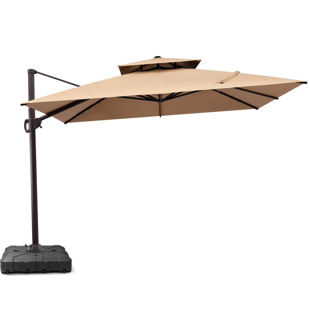 11 X 11 FT Outdoor Square Patio Cantilever Offset Umbrella with Crank and 360 Degrees Rotation