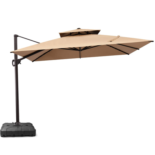 11 X 11 FT Outdoor Square Patio Cantilever Offset Umbrella with Crank and 360 Degrees Rotation