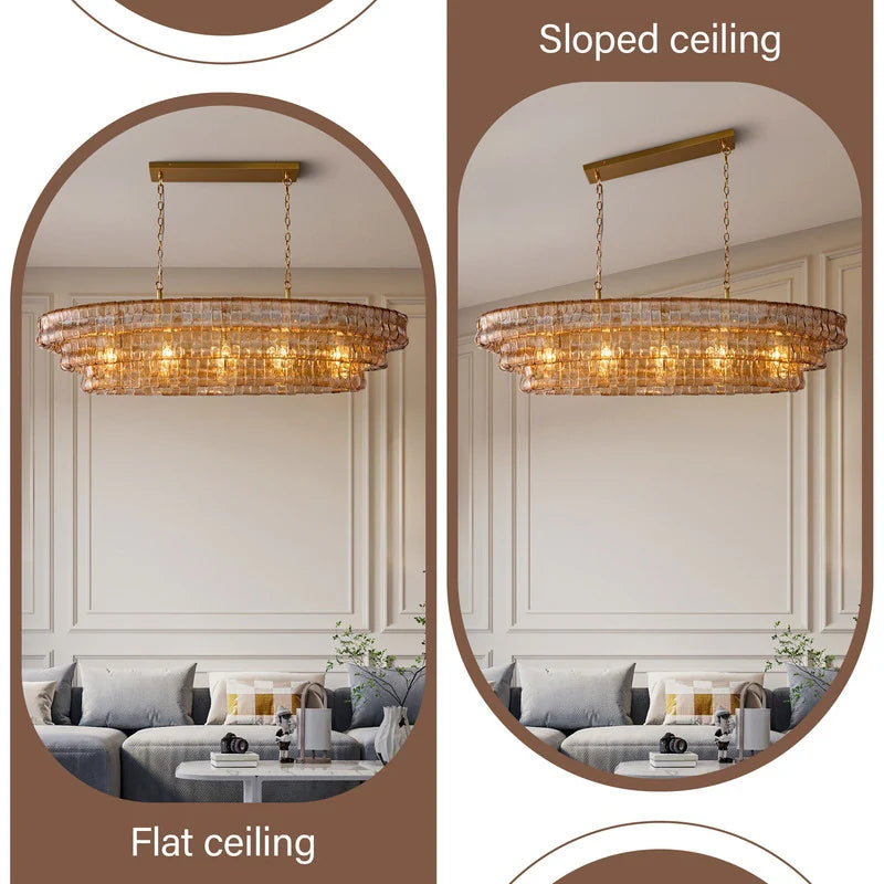 36In-67.4 In. 6-Lights Gold Crystal Drum Chandelier