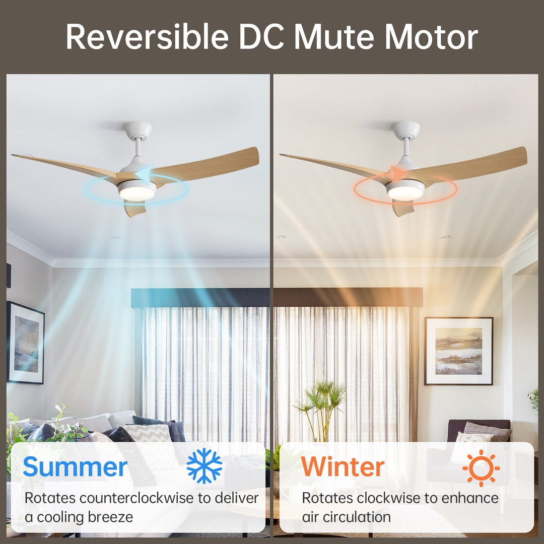 Sofucor 52/60 Inch Ceiling Fan with Integrated LED Light and Remote Control Quiet DC Motor