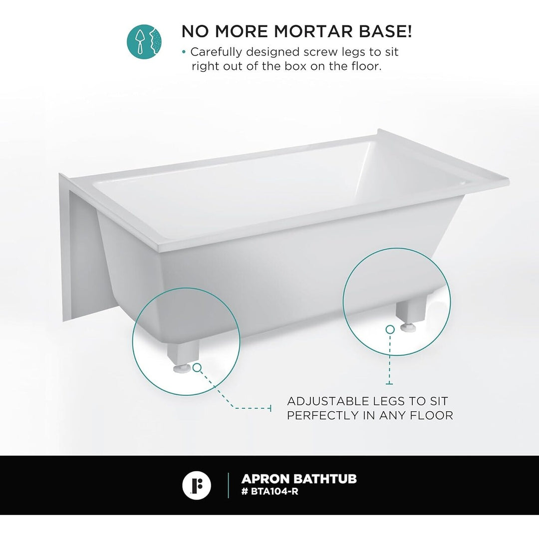 Acrylic-Fiberglass Soaking Bathtub, White. Alcove/Apron Front