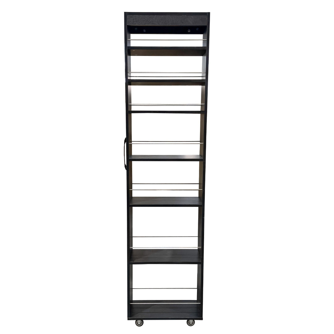 7-Tier Rolling Storage Shelf, Modern Pull-Out Organizer with Single-Sided Access for Kitchen, Living Room, Pantry