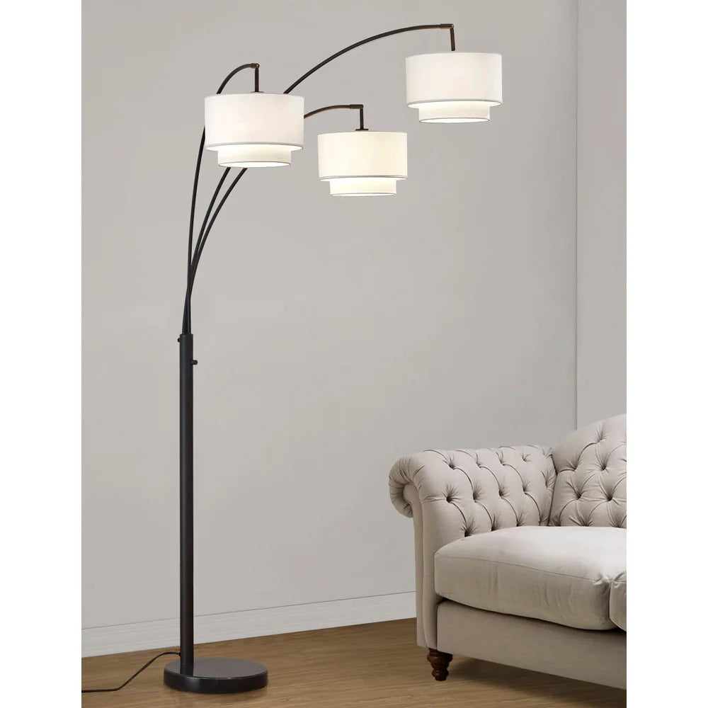 Broadway 3-Light 4-Way Switch Arch Floor Lamp