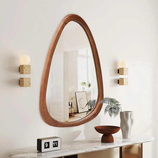 Irregular Mirror Asymmetrical Wood Wall Mirror