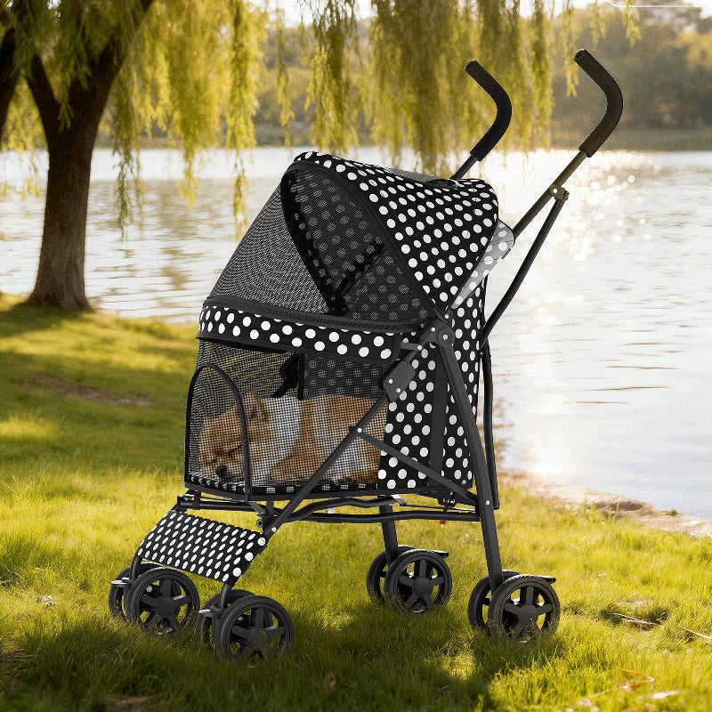 Pet Stoller Dog Cat Stoller Comfortable Lightweight Stroller with Adjustable Canopy