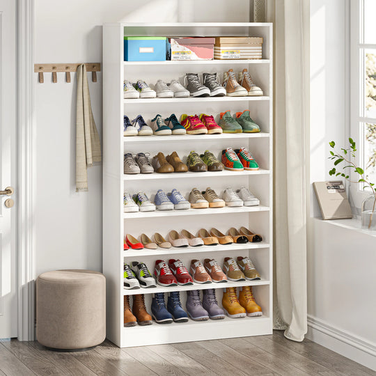 9 Tiers Shoe Cabinet, 40-45 Pairs Heavy Duty Wood Freestanding Shoe Storage Cabinet