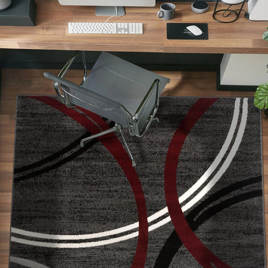 Contemporary Abstract Circles Design Area Rug