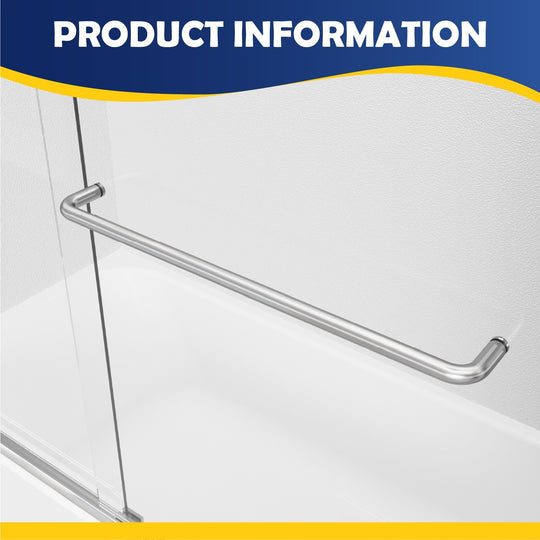 55-59" W X 56" H Bath Tub Semi-Frameless Sliding Shower Door