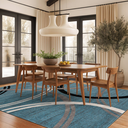 Contemporary Abstract Circles Design Area Rug