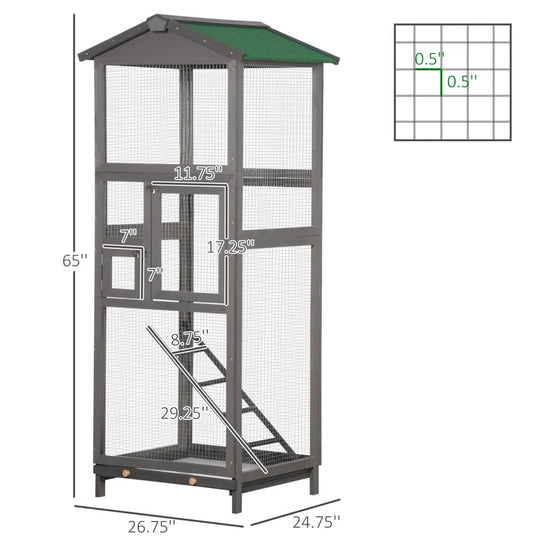 Fortuna 65'' Wood Pointed Top Flight Cage with Tray