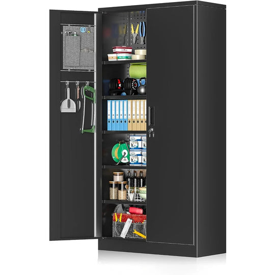 71'' H Metal Garage Storage Work Cabinet with Locking Doors and Adjustable Shelves