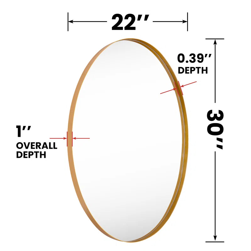 Hun Oval Vanity Mirror Wall Mounted Mirror Ideal for Bedroom, Entryway, Living Room