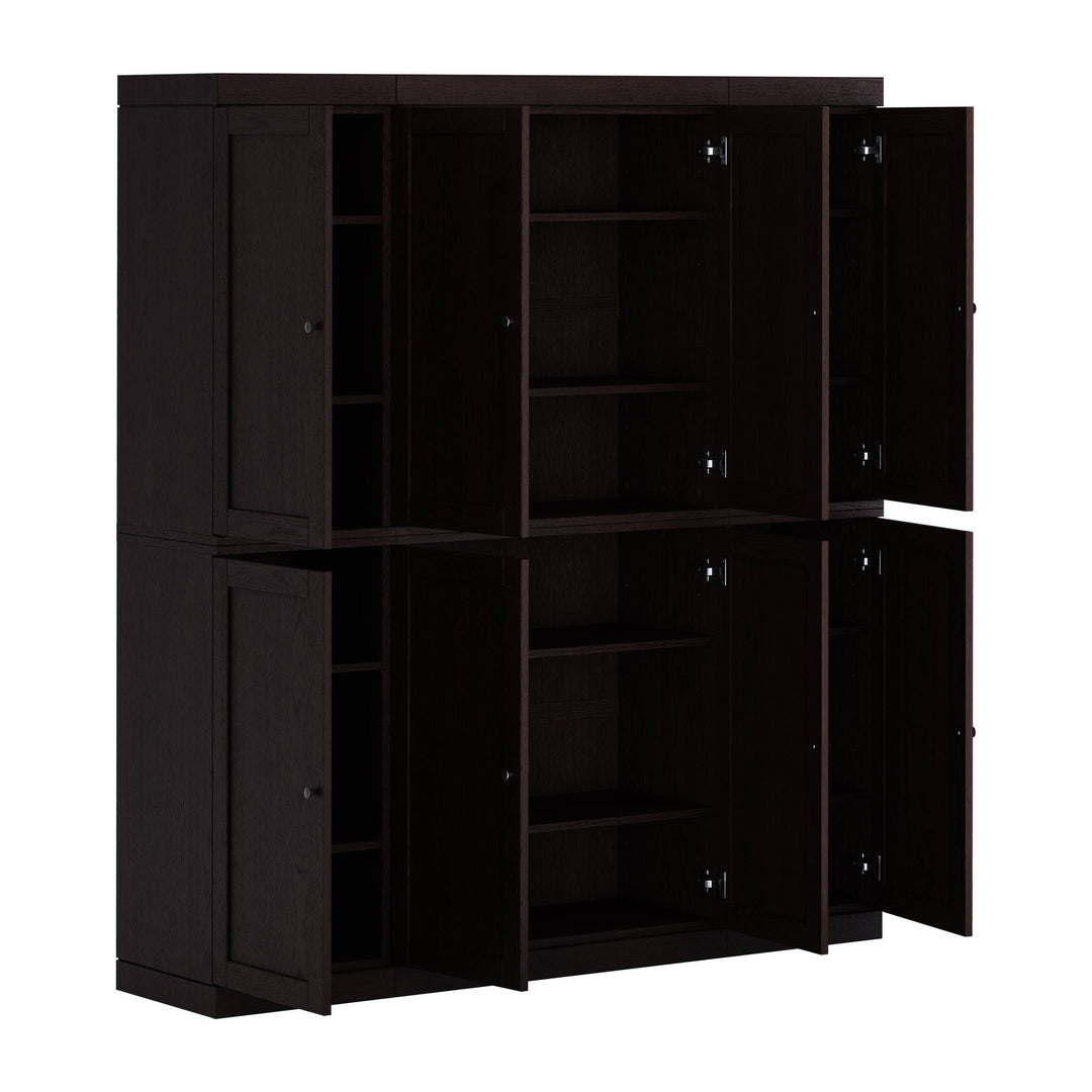 Premium 100% Solid European Oak Hardwood Modular Dining Room Cabinet with Shaker Doors - 64" Wide, 71.5" Tall