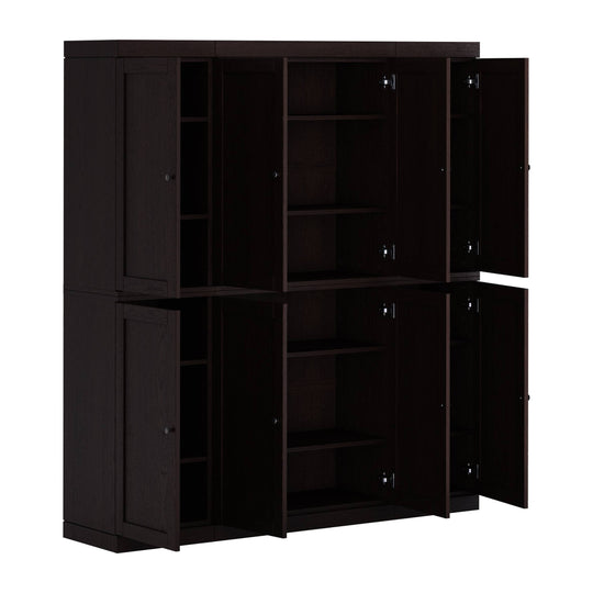 Premium 100% Solid European Oak Hardwood Modular Dining Room Cabinet with Shaker Doors - 64" Wide, 71.5" Tall