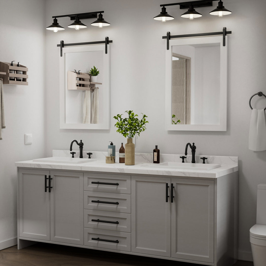 Farmhouse Barn Door Solid Wood Frame Bathroom Vanity Wall Mirror