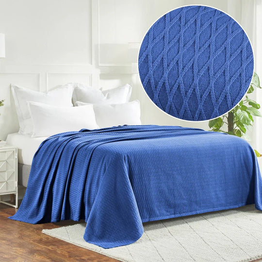 Diamond Weave All-Season Bedding Cotton Blanket