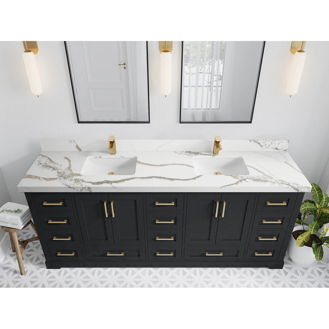 Willow Collection 84 in W X 22 in D X 36 in H Boston Double Bowl Sink Bathroom Vanity with Countertop