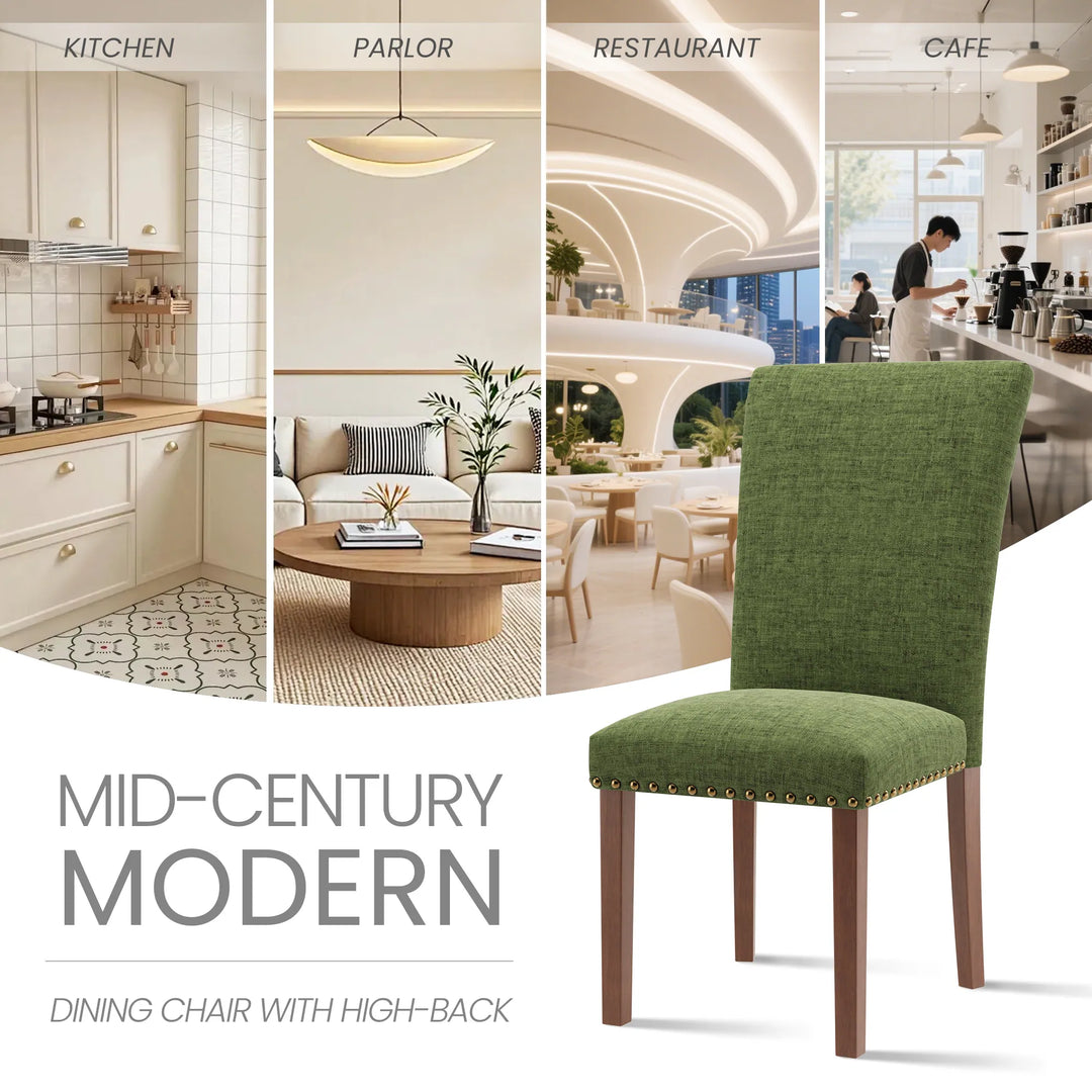 RENEWLINE Dining Chairs, Fabric with Nailhead Trim and Wood Legs
