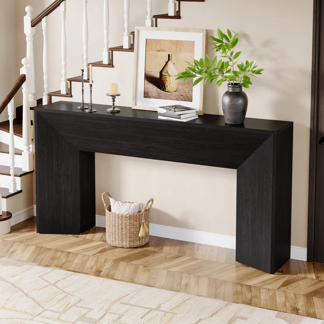 63 Inches Long Black Console Table for Entryway Living Room - 63" W X 11.8" D X 32.3" H