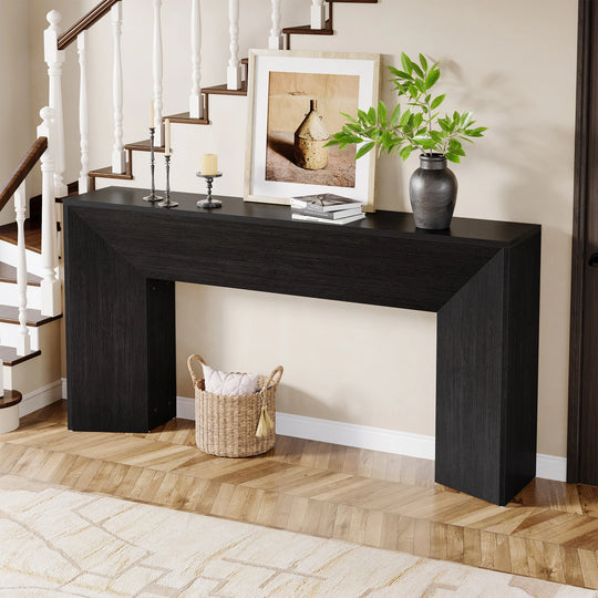 63 Inches Long Black Console Table for Entryway Living Room - 63" W X 11.8" D X 32.3" H
