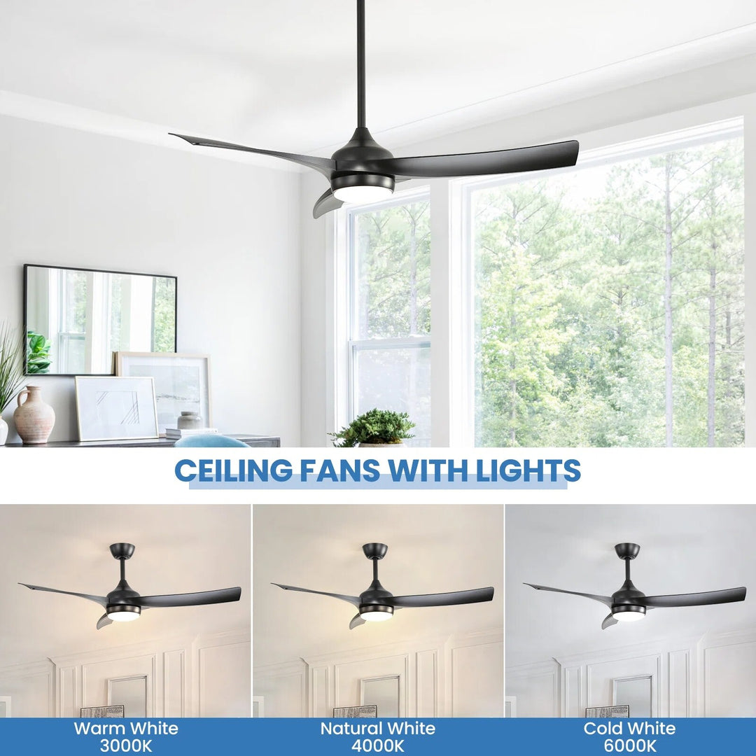 Sofucor 52/60 Inch Ceiling Fan with Integrated LED Light and Remote Control Quiet DC Motor