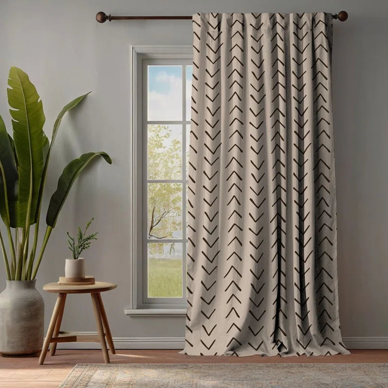 Boho Design Room Lined Decorative Single Panel Curtain