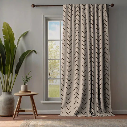 Boho Design Room Lined Decorative Single Panel Curtain