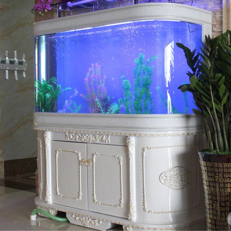 Luxurious Curved White Elegance Eco Aquarium Tank