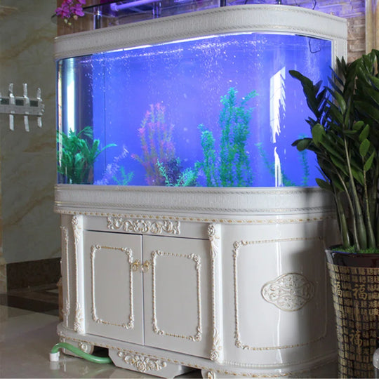 Luxurious Curved White Elegance Eco Aquarium Tank
