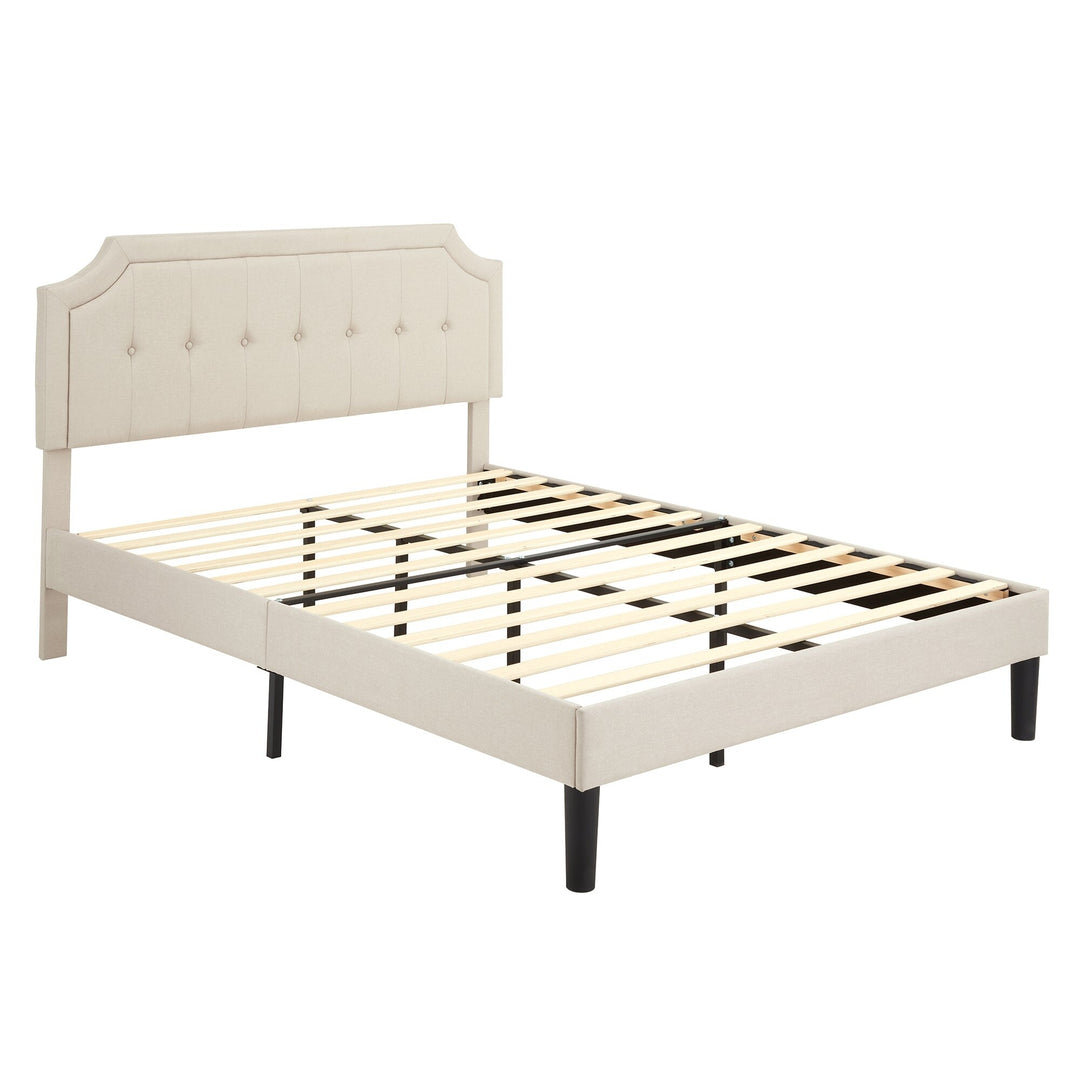 Javlergo Modern Upholstered Bed Frame with Height Adjustable Headboard Heavy-Duty Frame No Box Spring Needed