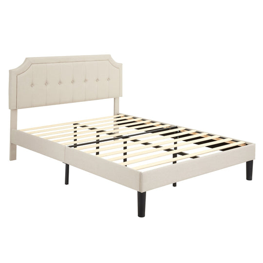 Javlergo Modern Upholstered Bed Frame with Height Adjustable Headboard Heavy-Duty Frame No Box Spring Needed