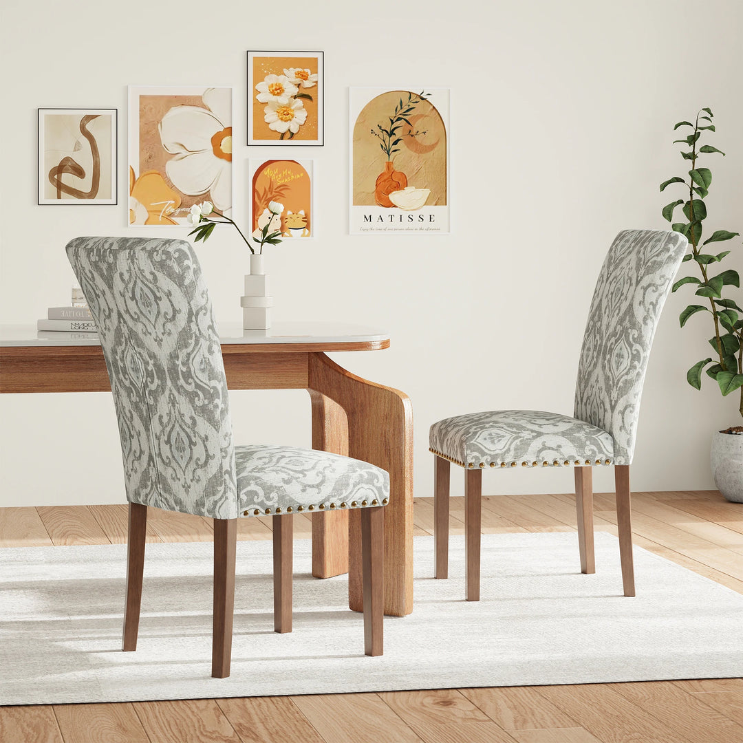 RENEWLINE Dining Chairs, Fabric with Nailhead Trim and Wood Legs