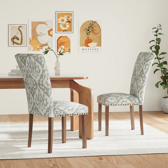 RENEWLINE Dining Chairs, Fabric with Nailhead Trim and Wood Legs