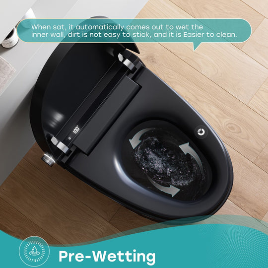Elongated Smart Bidet Toilet Black Auto Flush Booster Pump Remote Control