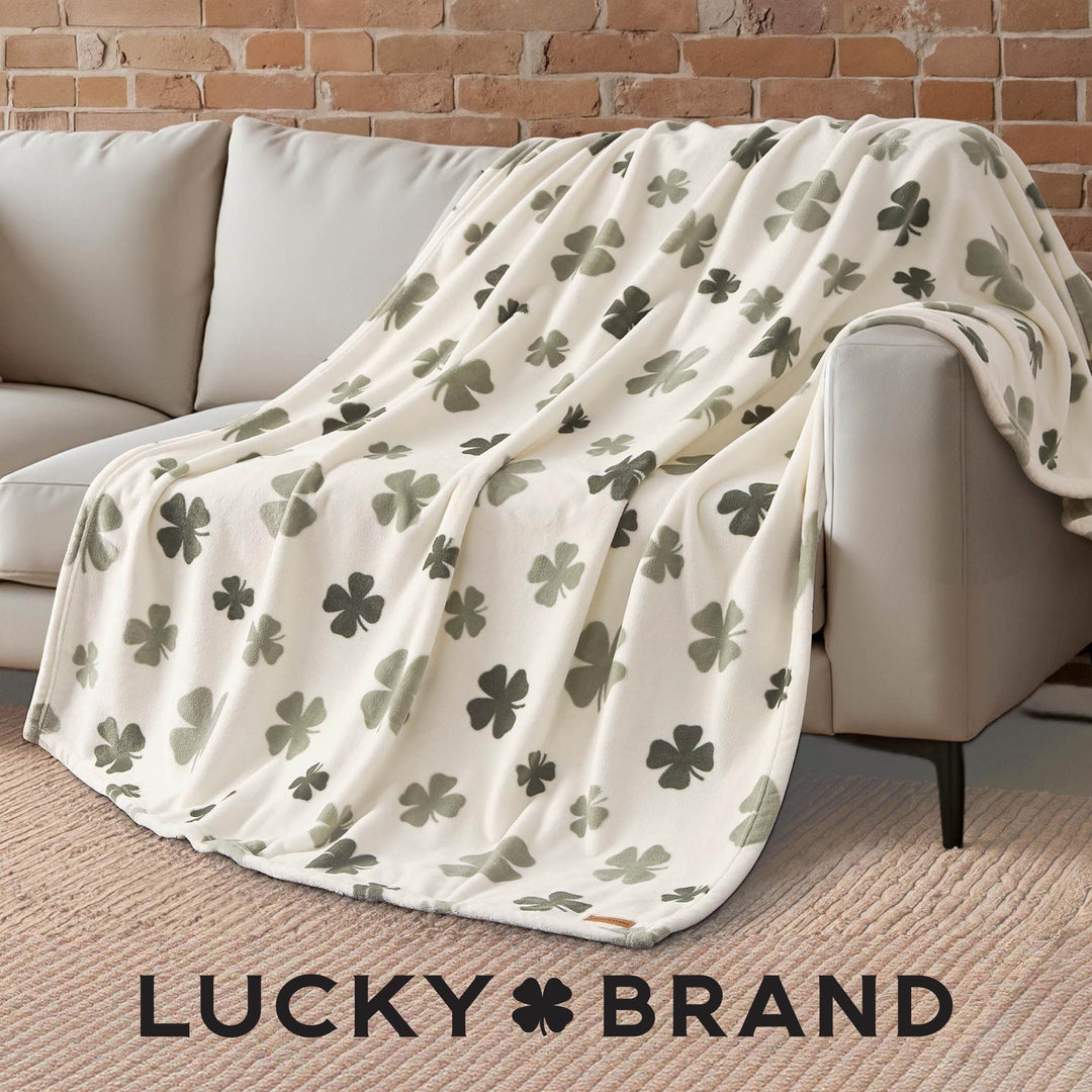 Lucky Clovers Plush Throw Blankets