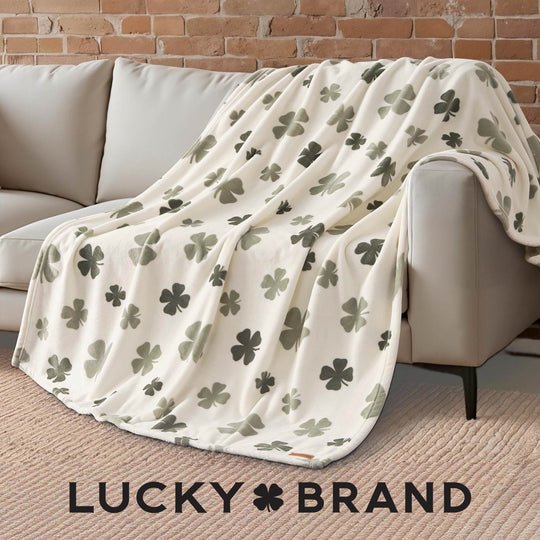 Lucky Clovers Plush Throw Blankets