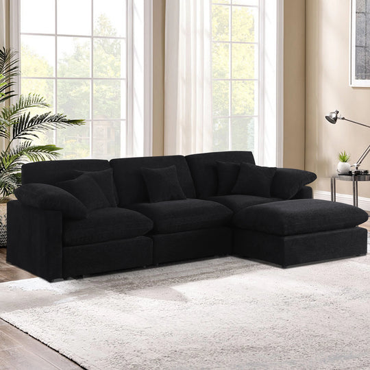 Modern 117" L Shape Sectional Sofa Cloud Couch with Removable Ottoman