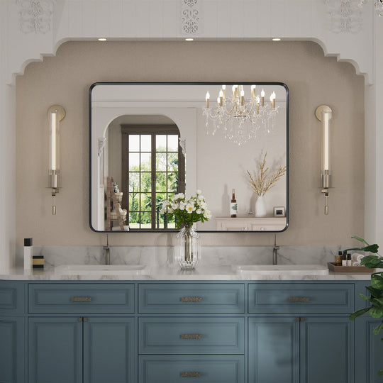 Modern Rounded Rectangle Metal Frame Wall Mirror