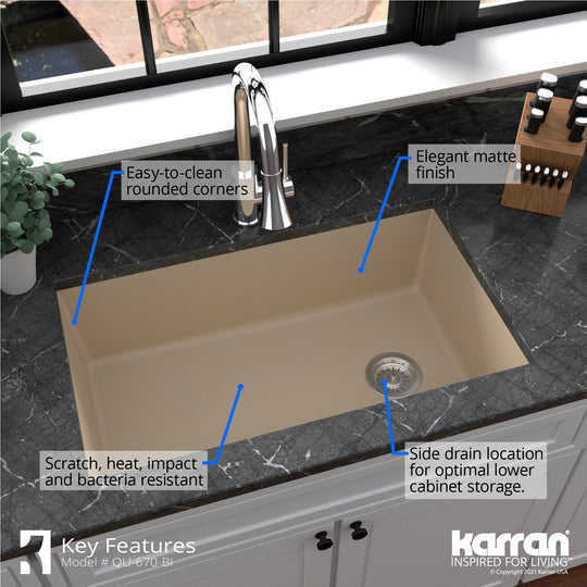 Undermount Quartz Single-Bowl Kitchen Sink