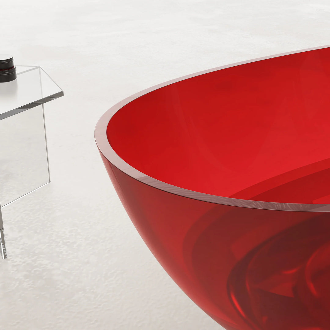59" or 67" Stone Resin Oval Freestanding Bathtub, Soaking Tub with Pop up Drain