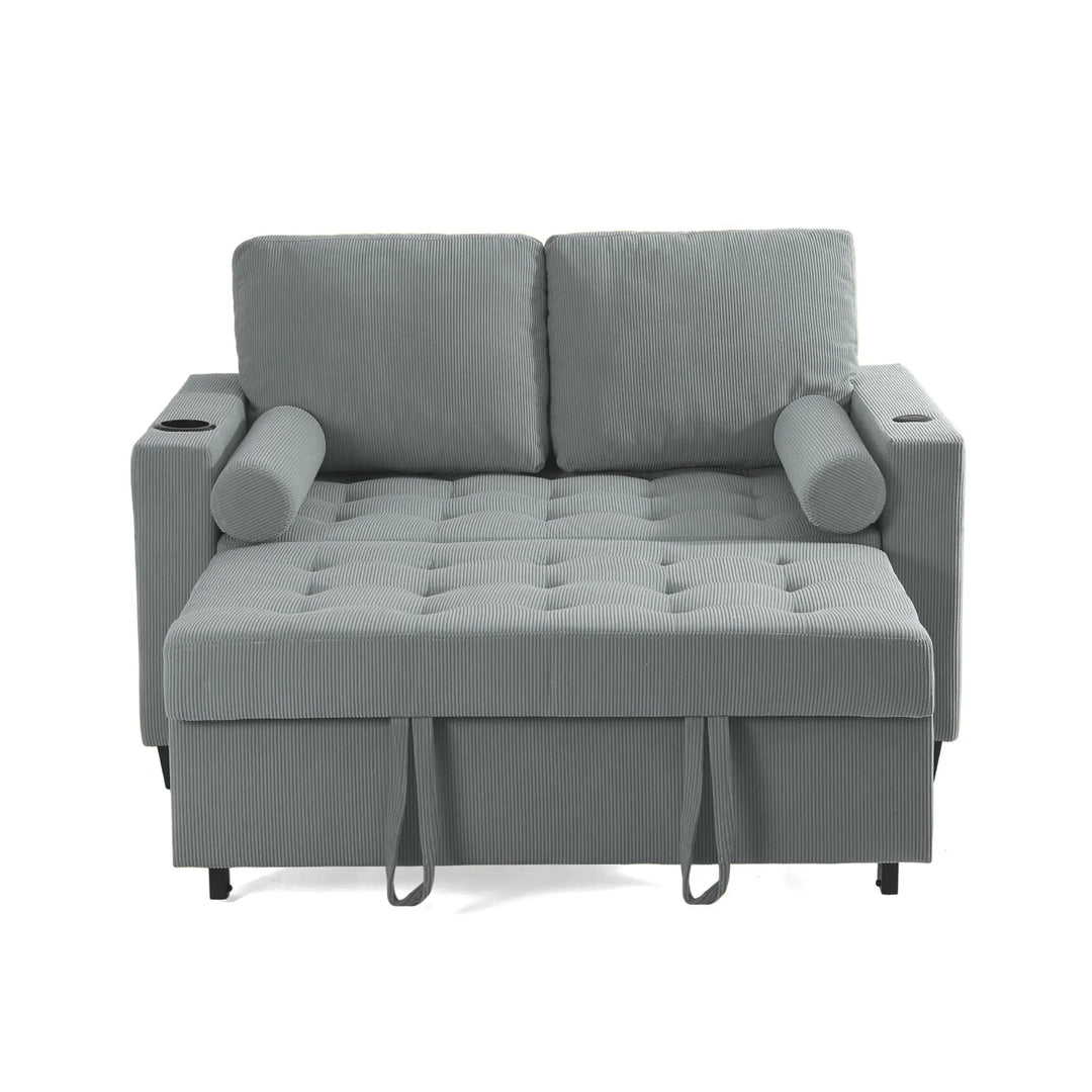 3-In-1 Pull-Out Sleeper Sofa Bed Convertible Adjustable Multi-Functional Loveseat with USB Port