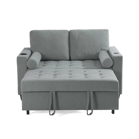 3-In-1 Pull-Out Sleeper Sofa Bed Convertible Adjustable Multi-Functional Loveseat with USB Port