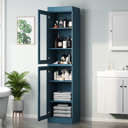 100% Solid Wood Bathroom Storage Cabinet, Adjustable Shelves, 16.5" Wide, 35.75" Tall