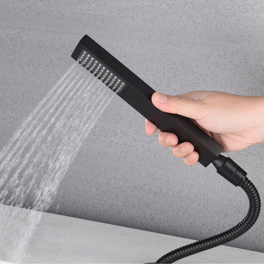 Waterfall Wall-Mount Bath Tub Filler Faucet with Handheld Shower Matte Black - 8' X 10'