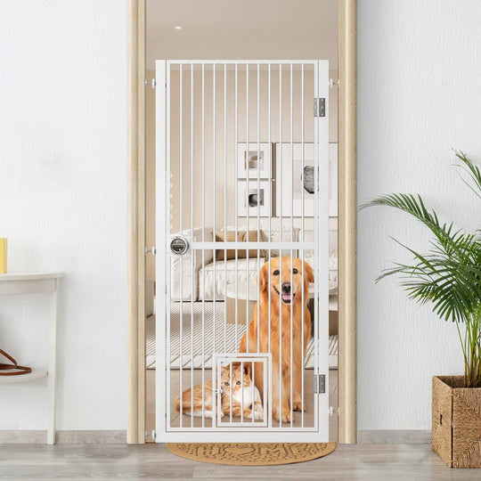 Eresmia 61“ Extra Tall Pet Gate for Doorway, Adjustable Pressure Mounted Pet Gate with Door