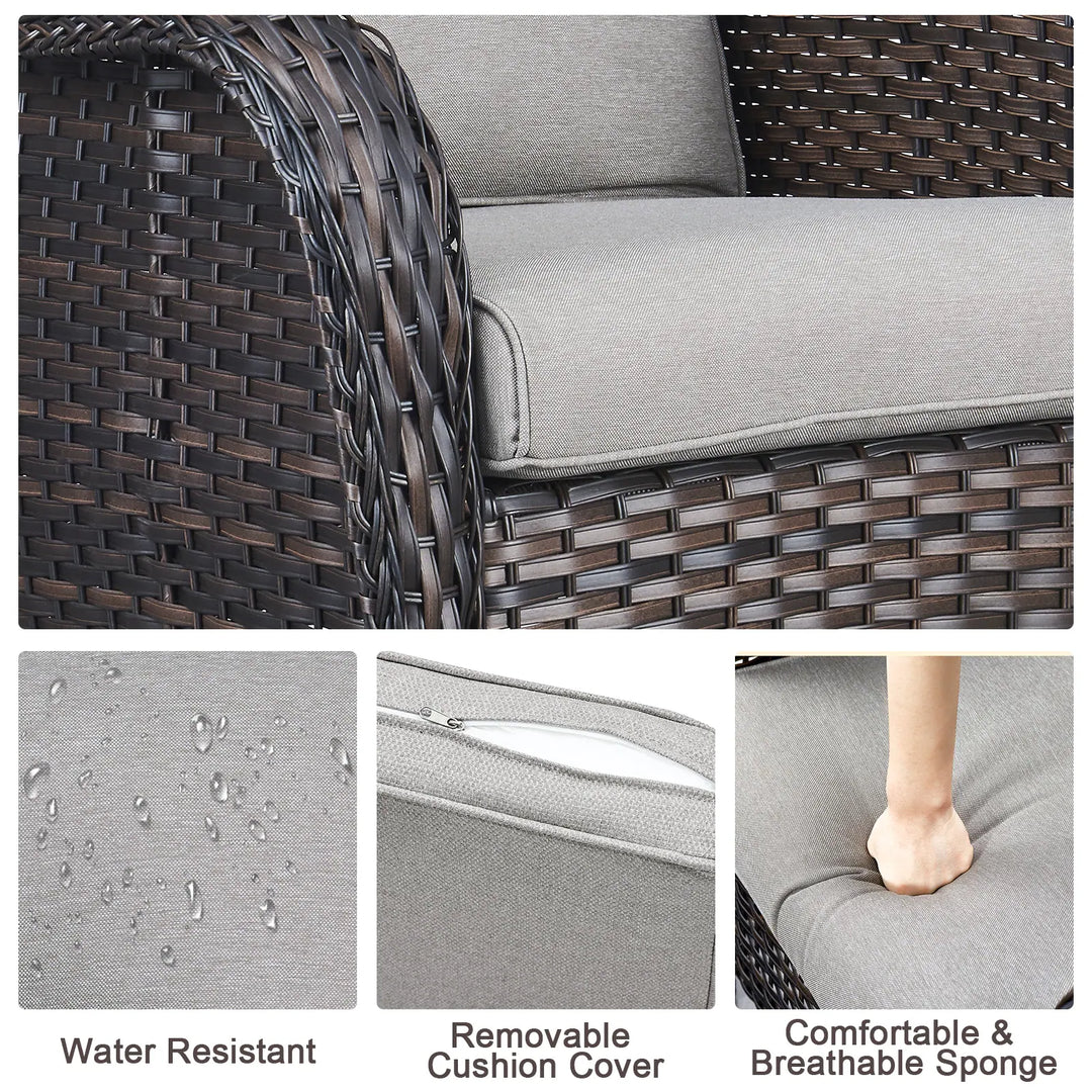 Outdoor Wicker High Back Club Chair with Cushions (Set of 2)